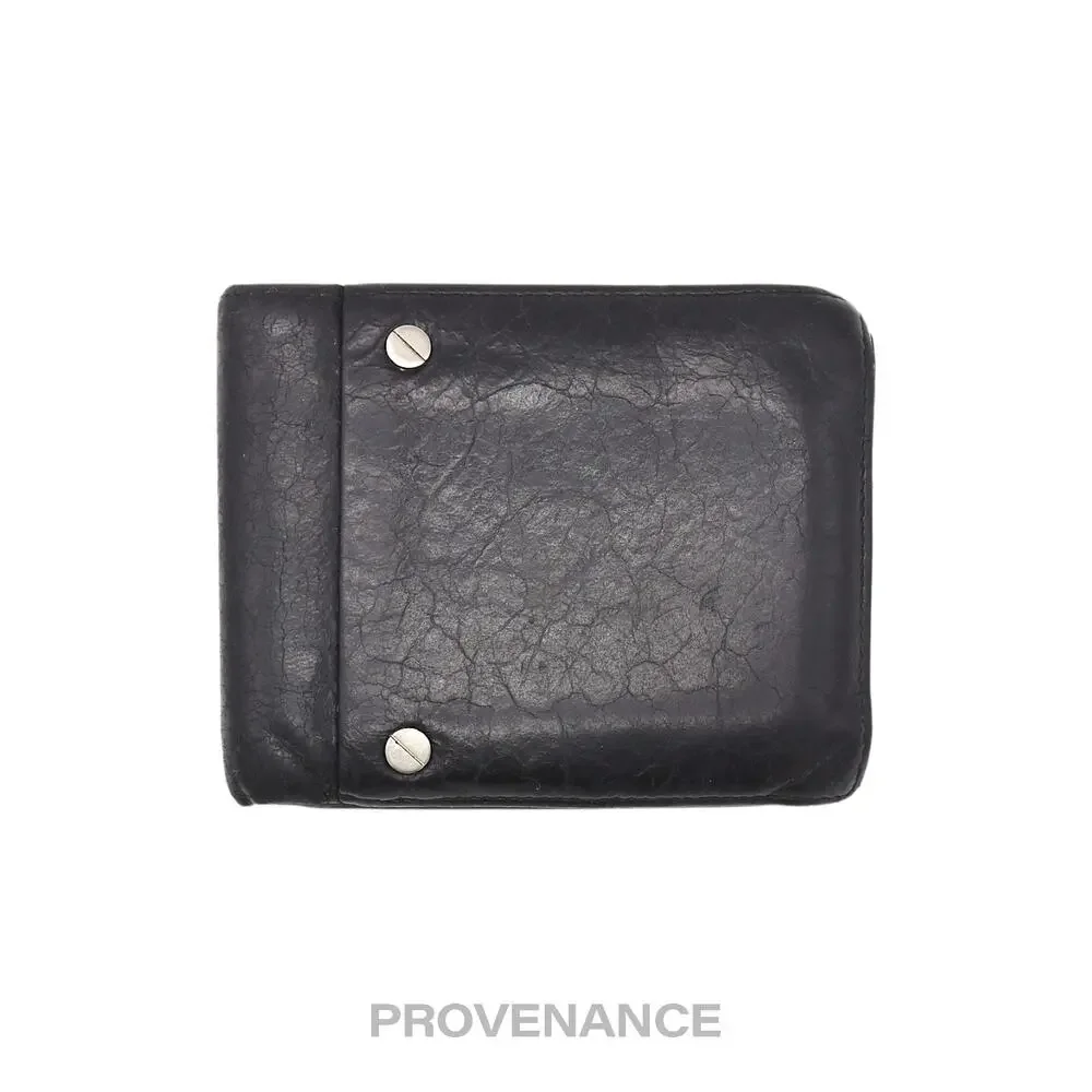 🔴 Balenciaga Screw Stud Bifold Wallet - Black Lambskin